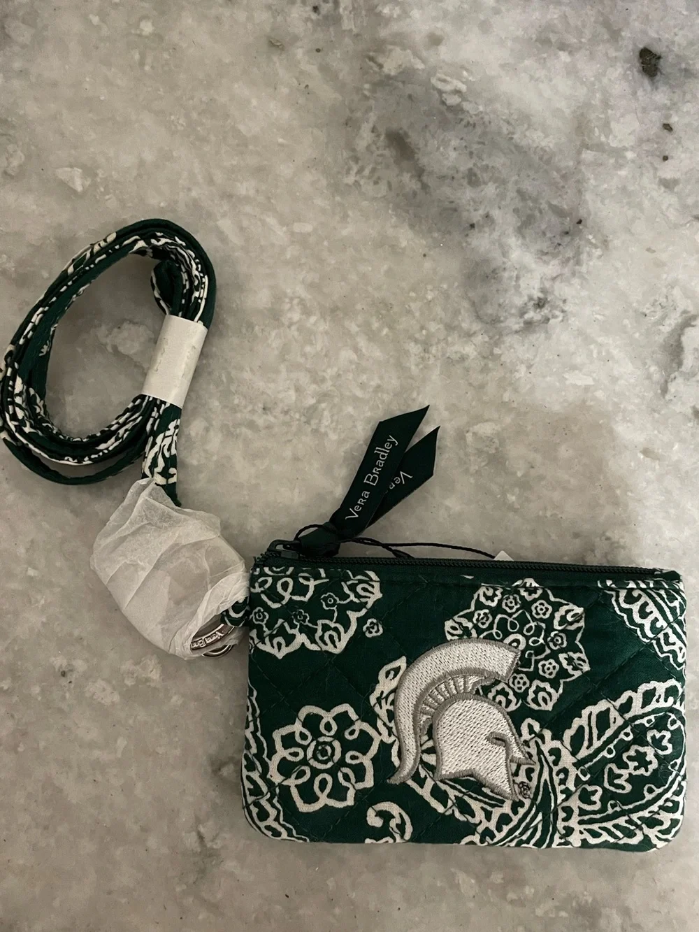 Vera Bradley MI Spartans Collegiate Zip ID Lanyard
